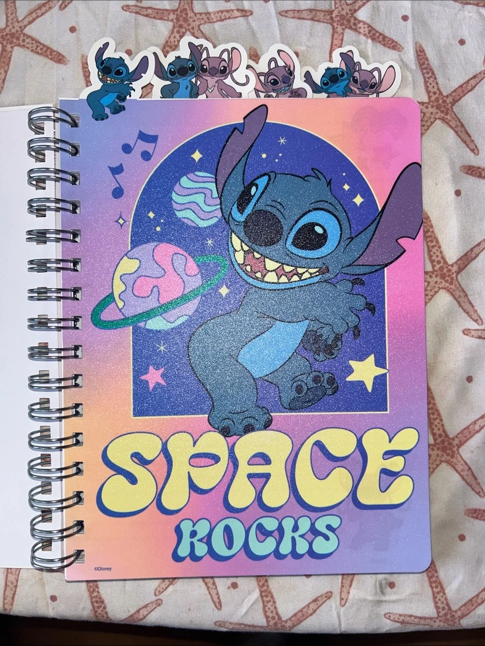 Disney Stitch Spiral Notebook in Pink and Blue with Stickers
